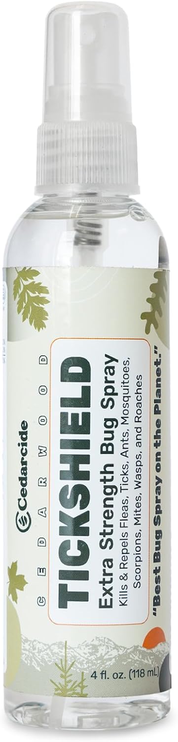 Cedarcide Extra- Strength Tickshield | Deep Woods Cedar Oil Tick & Mosquito Repellent Spray Kills &