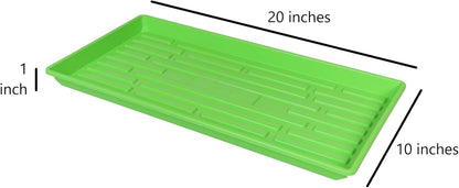 SUNPACK 10" x 20" Heavy Duty Shallow Plastic Seed Starting Tray, Green, 1" (Pack of 30) - No