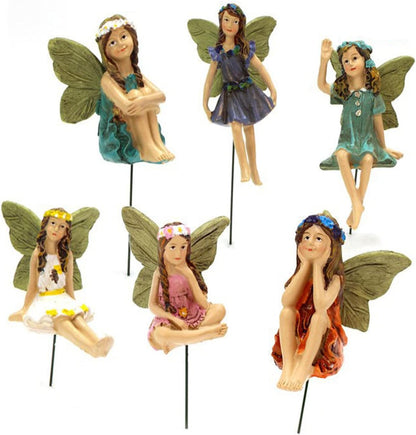 Miniature Fairies Figurines (6pcs) - Decor for Outdoor & Indoor Gardens & Homes, Vintage Resin