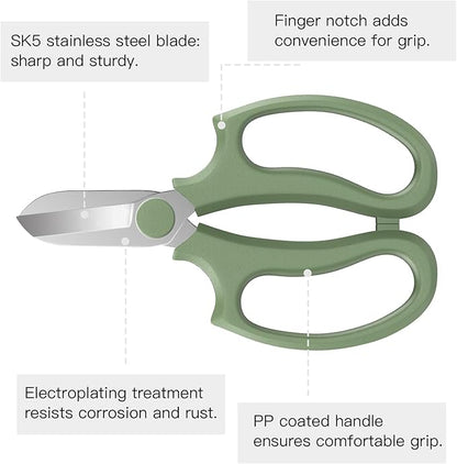 Housolution Flower Scissors, Strong Floral Shears, Premium Steel Garden Pruning Shears Floral