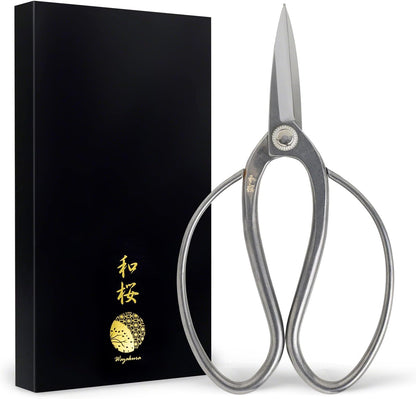Wazakura Yasugi Stainless Steel Made in Japan Traditional Bonsai Scissors 7 in (180 mm), Pruning