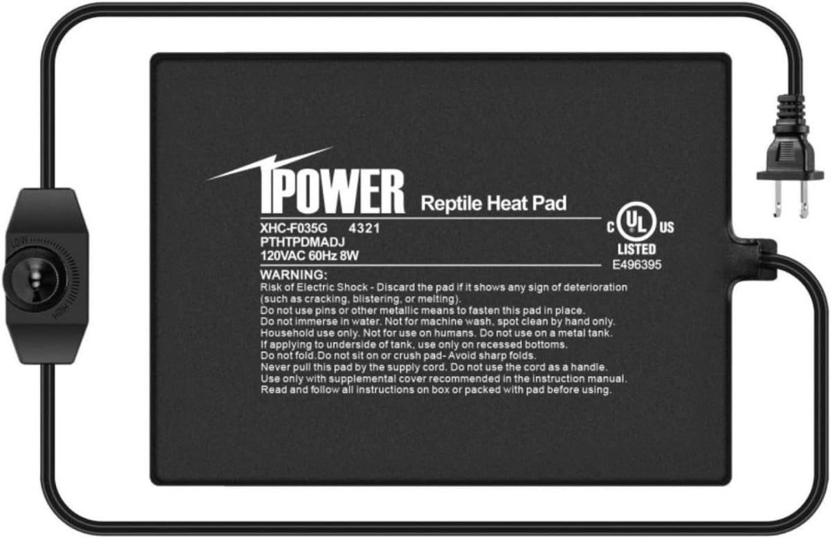 iPower 6 by 8-Inch 8 Watts Reptile Heating Mat with Temperature Controller Under Tank Warmer