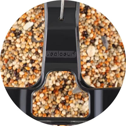 Jealoeur Bird Feeders for Outdoors Hanging Bird Feeder Wild Birds Seed, Black