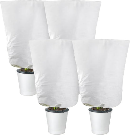 Alpurple 4 Packs Winter Drawstring Plant Covers-23.6 x 31.5 Inch Warm Plant Protection Cover Bags