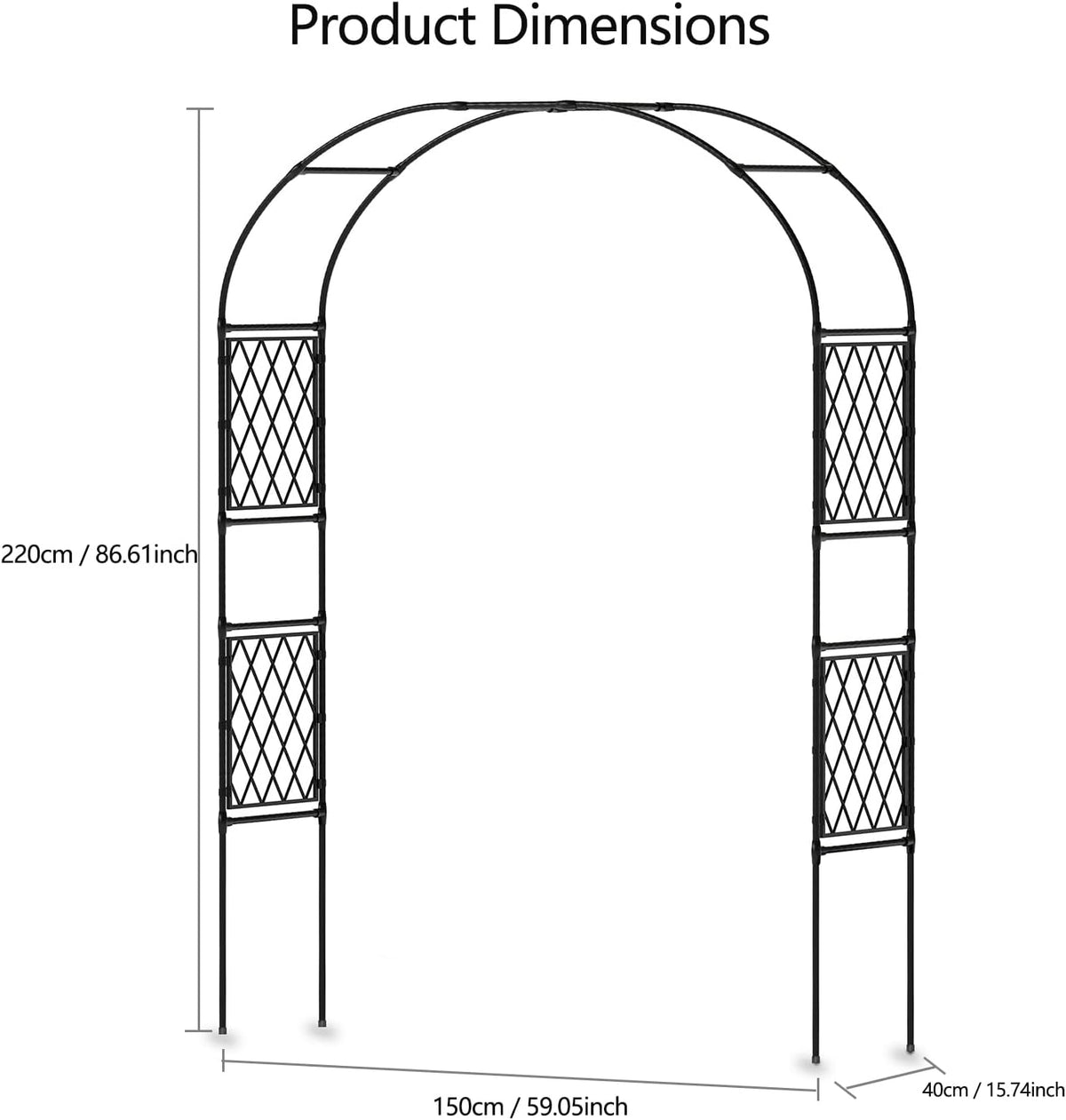 Metal Garden Arbor, Garden Arch Trellis for Climbing Plants, Decorative Archway Wedding Arch Frame