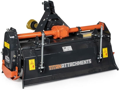 Titan Attachments 3 Point 48" Rotary Tiller Attachment Fits Cat 1 Tractors, Charcoal Finish, Single