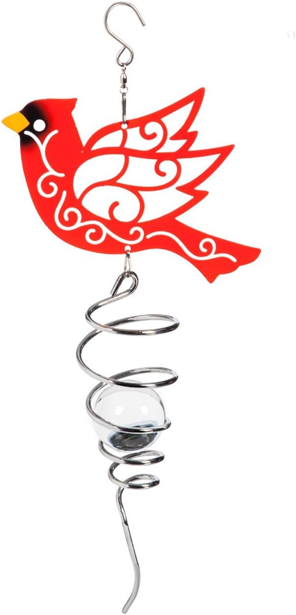 Topadorn 18" Cardinal Metal Wind Spinner - Outdoor Hanging Garden Decor for Yard & Patio