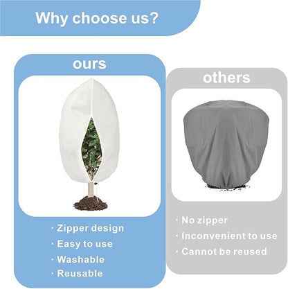 6 PCS Plant Covers Freeze Protection, 47.2"x31.5" Frost Blankets with Zipper Drawstring Reusable