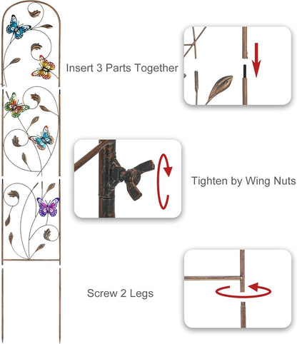 SUNNYPARK Set of 2 Butterfly Metal Garden Trellis for Climbing Plants, Decorative Vegetables