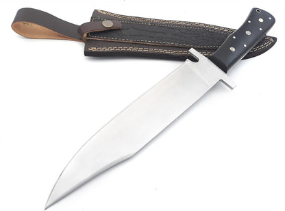 Nooraki - 15" Handmade Full Tang Hunting Knife with Leather Sheath, Multipurpose Bowie Knife with