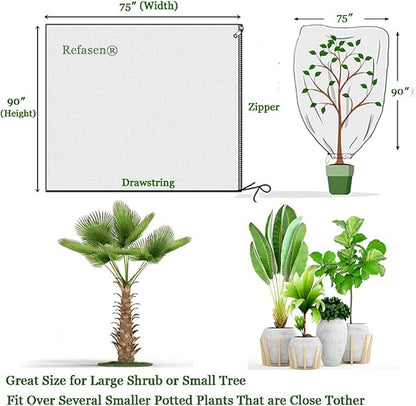 Plant Covers Freeze Protection,90”H X75”W 2.2oz Frost Blankets for Outdoor Plants Frost Cloth with
