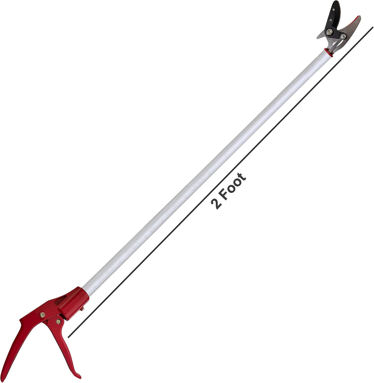 Tree Trimmer, 2 Foot Pole Pruner, Long Reach Pruning Shears, Cut and Hold Garden Clippers, Aluminum