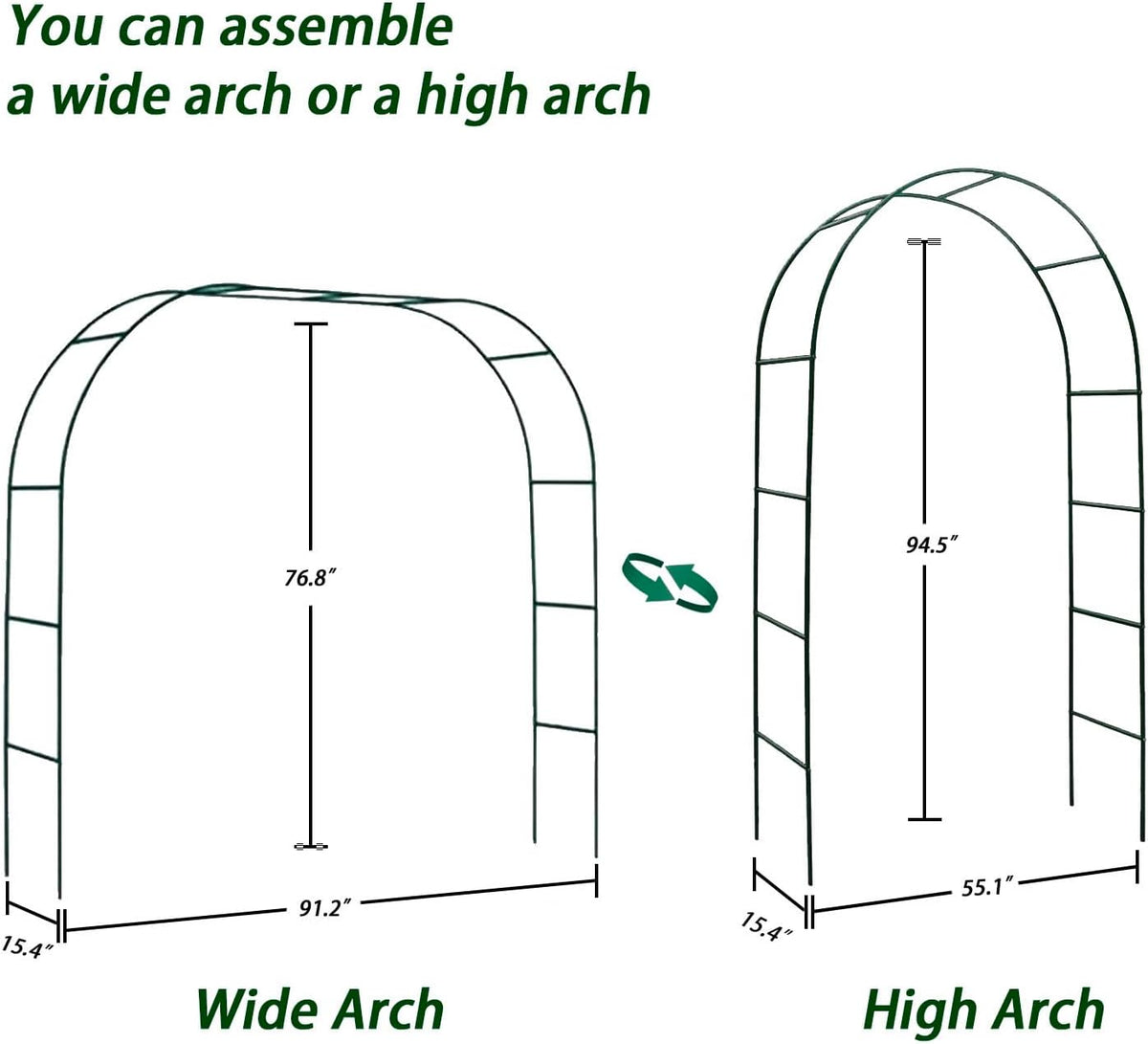 100% Metal Garden Arch Trellis for Climbing Plants Outdoor, Assemble Freely 2 Sizes,Pumpkin Archway
