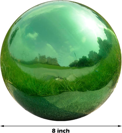 Nerien 8 Inch Gazing Ball, Stainless Steel Garden Mirror Globe, Polished Ornament Sphere, Hollow