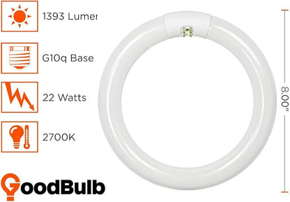 GoodBulb 22-Watt 8 Inch T9 Fluorescent Circline Light Bulb 2700K Warm White Color G10q Base 1393