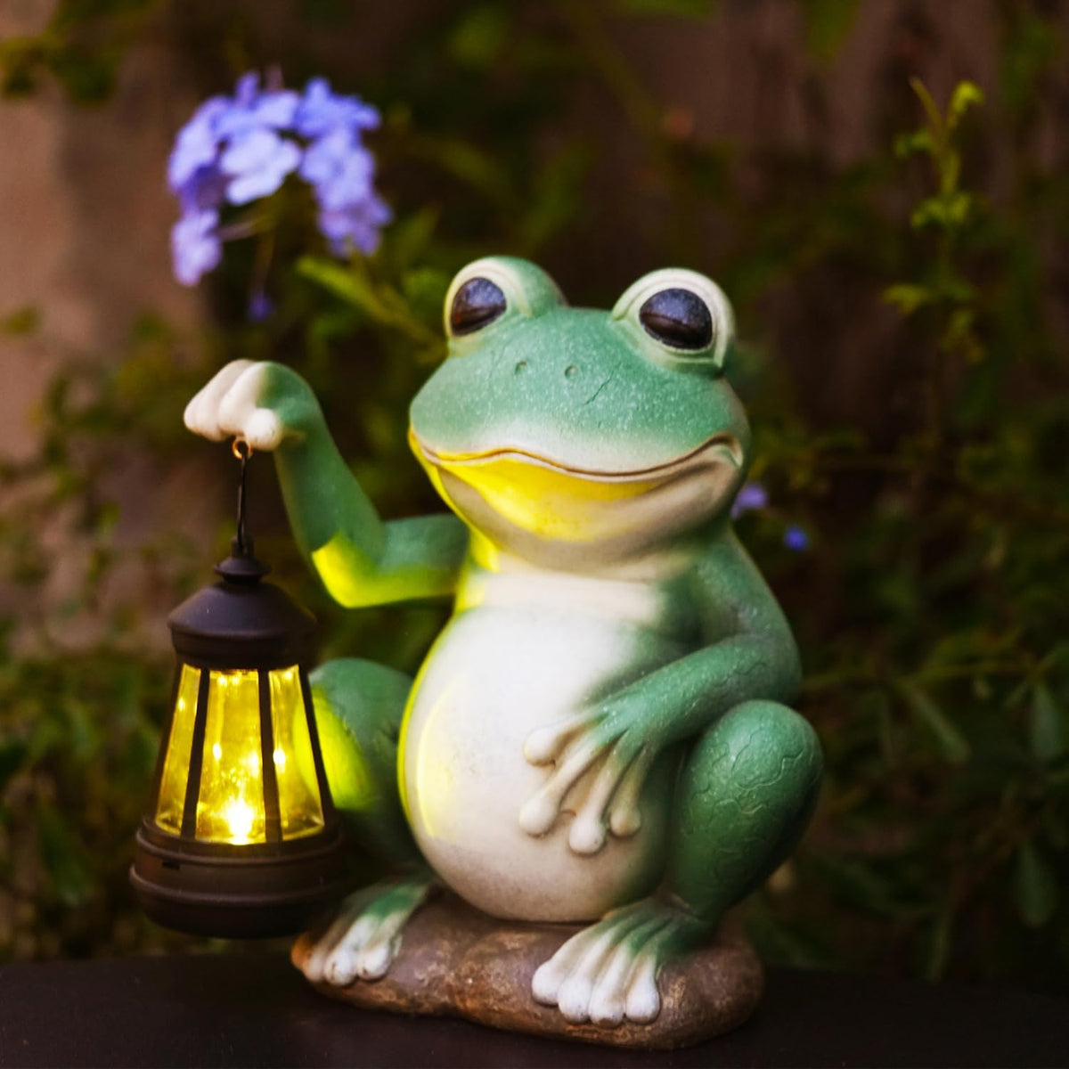 Large Frog Garden Decor for Outside Solar Powered Sculptures for Yard Patio Cute Animal Statues