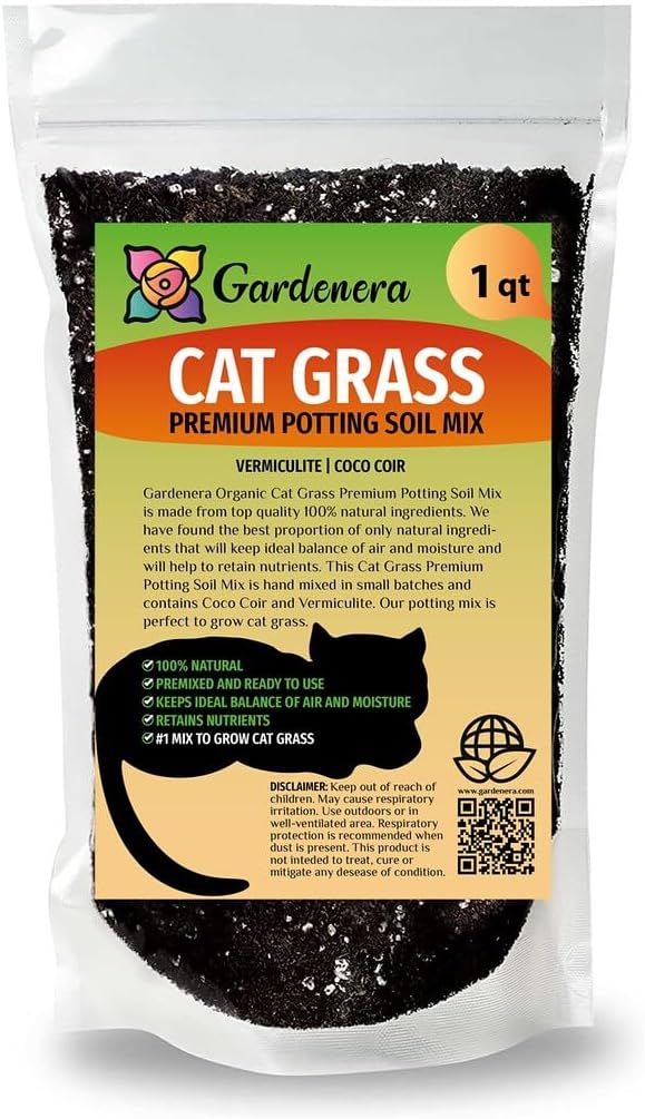 Gardenera Premium Cat Grass Potting Mix - Provide Your Feline Friend with a Natural and Nutritious