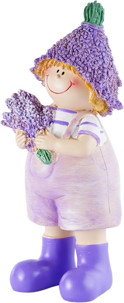 Lavender Series Resin Garden Statues - Couple Boy & Girl Decor, Ideal for Outdoor Patio, Lawn