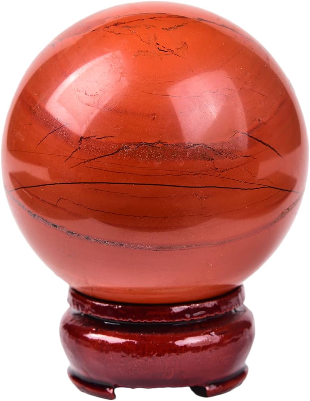 JIC Gem Natural Red Jasper Healing Crystal Ball Divination Gemstone Sphere Red Crystal Feng Shui
