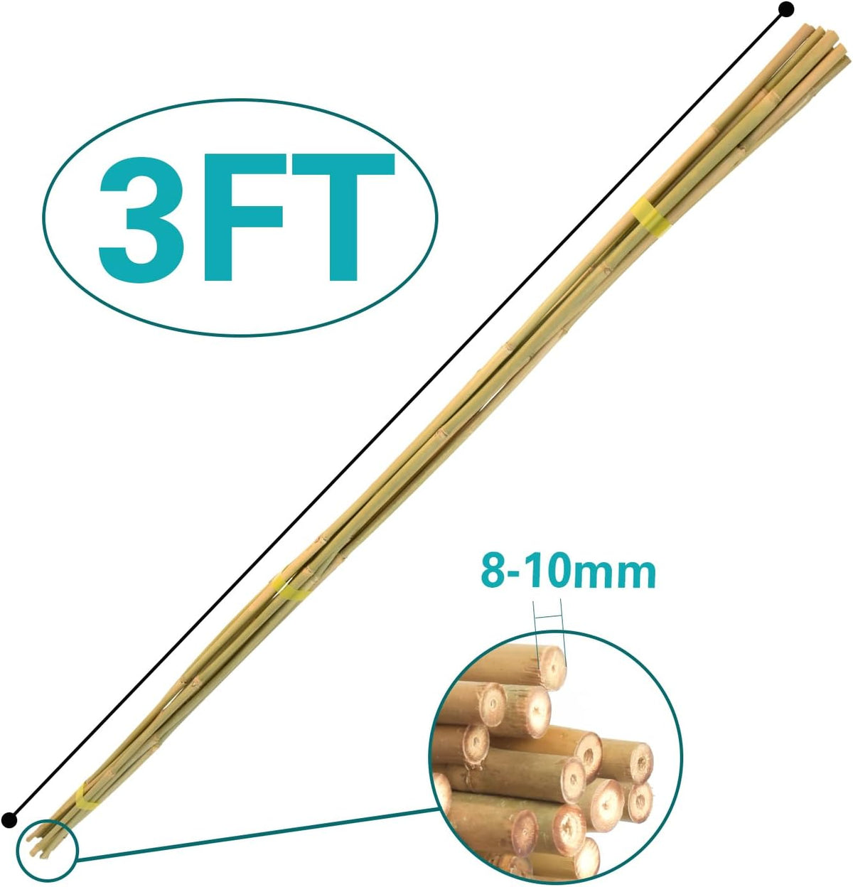 Bamboo Stakes 3 FT 30pcs, 36 inch Garden Stakes Multi-Purpose, Bamboo Plant Support Stakes for