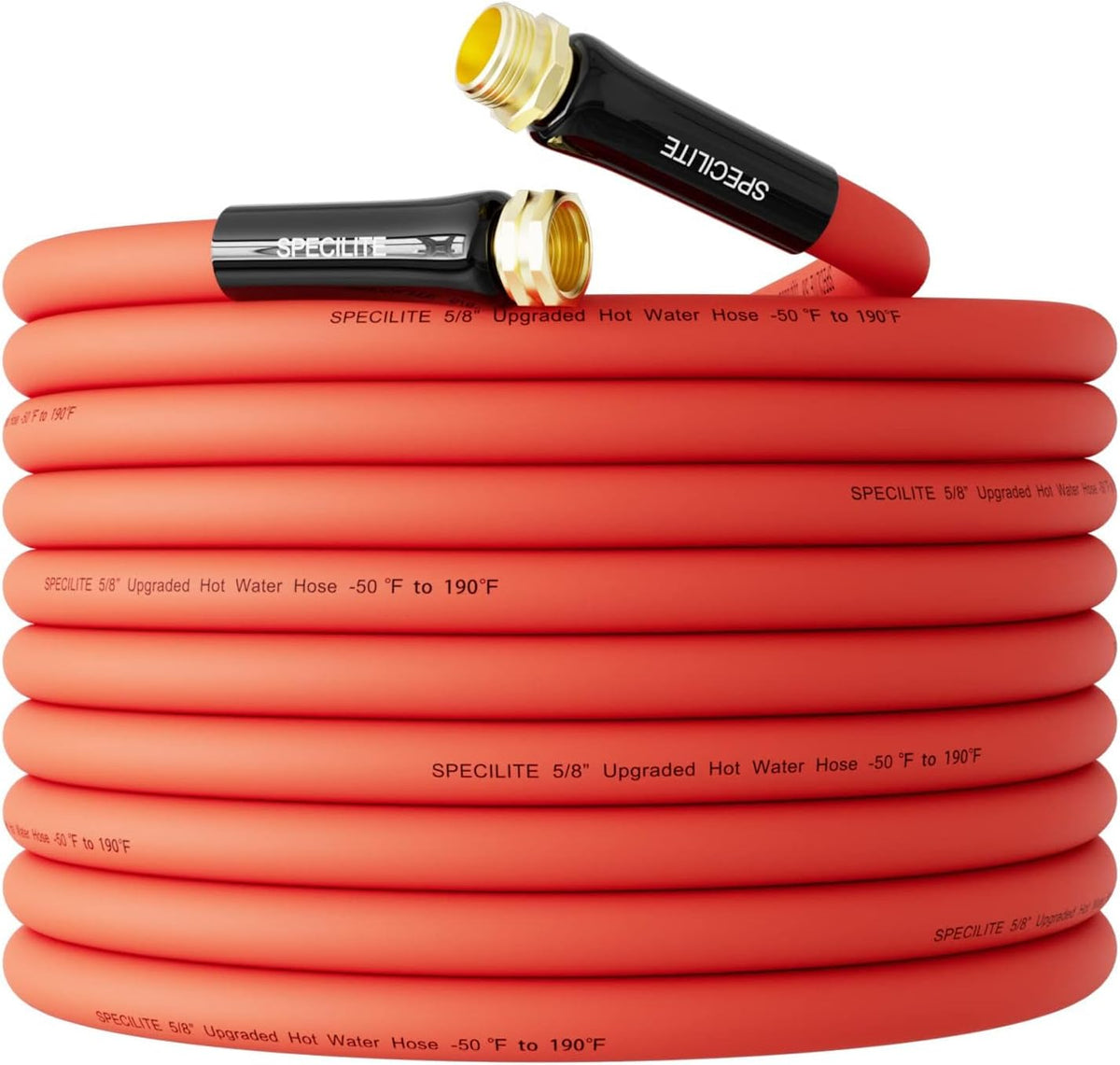 SPECILITE 5/8" Hot/Cold Garden Water Hose 75 ft, -50℉-190℉,Flexible & Lightweight With 3/4" Brass
