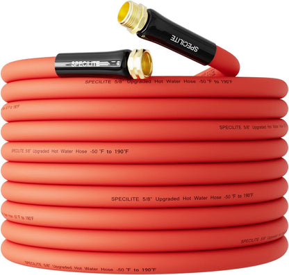 SPECILITE 5/8" Hot/Cold Garden Water Hose 75 ft, -50℉-190℉,Flexible & Lightweight With 3/4" Brass