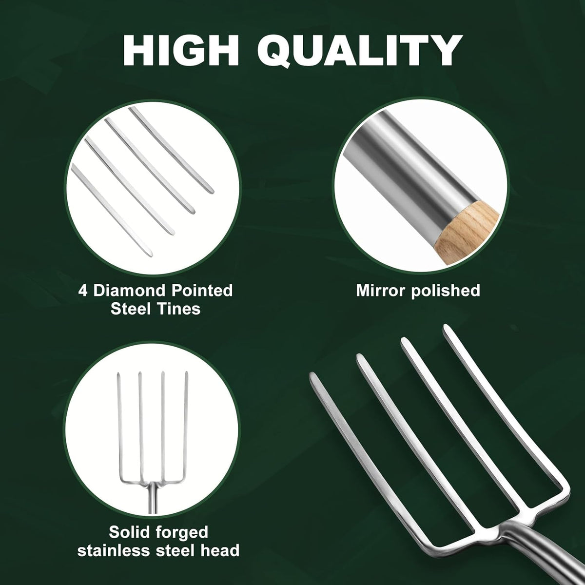 Pitchforks for Gardening Compost Digging Spading Cultivating Aerating Garden Fork Heavy Duty Yard
