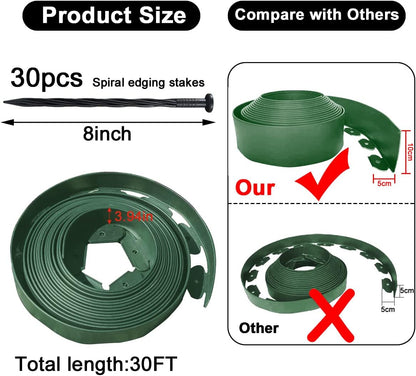 Landscape Edging,33FT Garden Edging Borders [Extra Tall 4IN High] Flexible Lawn Edging Kit with