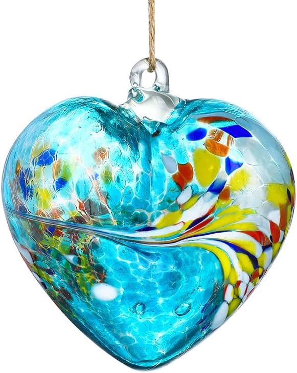 Blue Heart Hand Blown Glass Gazing Balls for Garden Hanging Friendship Balls Christmas Ball