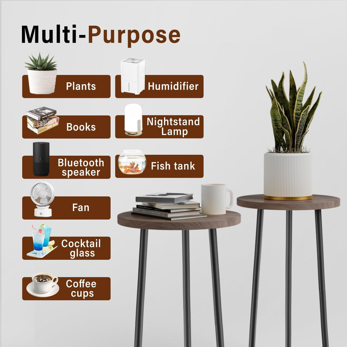 Plant Stand Indoor 2 Pack: Corner Wood 20 Inch Plant Stand Mid Century Modern Decor - Small Round