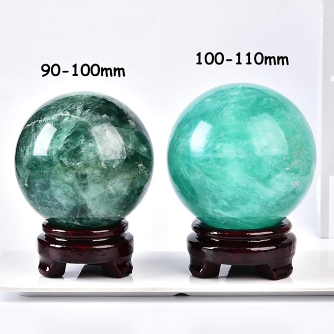Green Fluorite Crystal Ball with Stand Large Crystals Sphere Decorative Ball Meditation Witchcraft