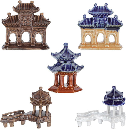 DOITOOL 5Pcs Miniature Pagoda Statue Chinese Zen Asian Decor Miniature Pagoda Bonsai Micro