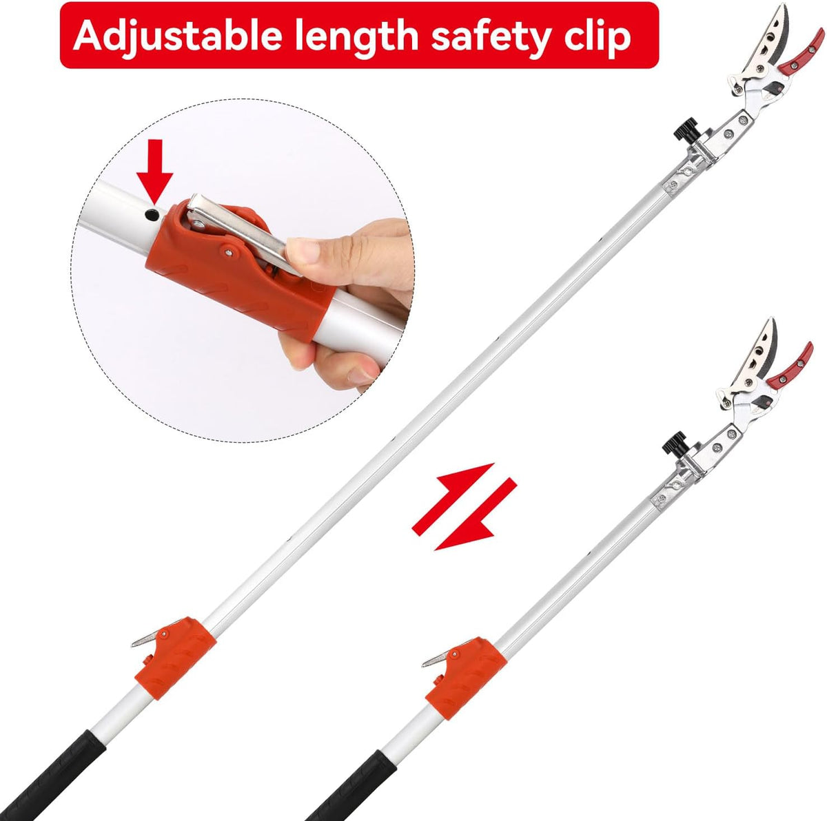 Extendable Tree Cutter, 6.23-10.5 FT Telescopic Pole Pruner, Lightweight Aluminum Handle