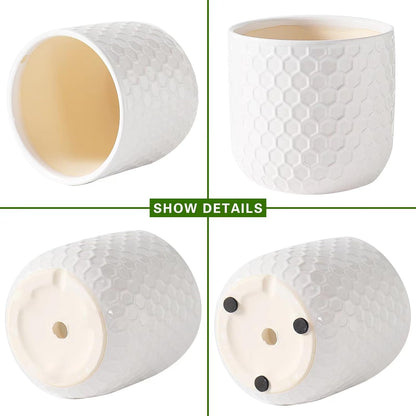 Docrin Plant Pots Indoor with Drainage: 6.4+5.3+4 Inch Ceramic Flower Pots for Plants - Set of 3