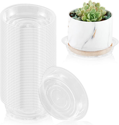 100 Pack 4 Inch Plant Saucer Clear Plant Saucers for Indoors Flower Pot Saucers Small Plants Plate