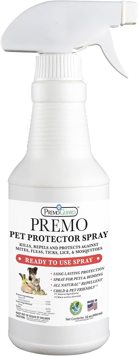 Premo Guard Pet Protector Spray - 16 oz - Kills Mites, Fleas, Ticks, & Mosquitoes - for Dogs, Cats