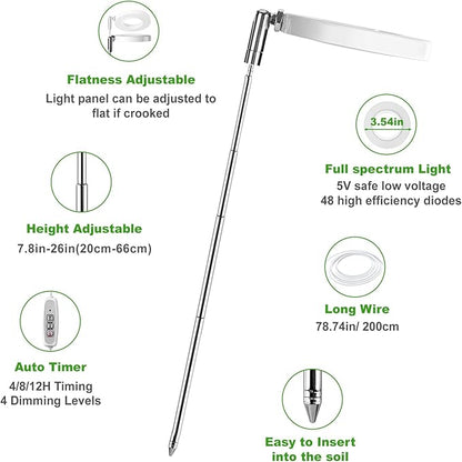 LORDEM Grow Light, Full Spectrum LED Plant Light for Indoor Plants, Height Adjustable Growing Lamp