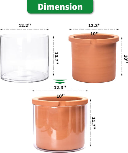 Phoenix Vine 10 Inch Self Watering Planter, White Terracotta Pot for Plants, Indoor Cylinder Terra