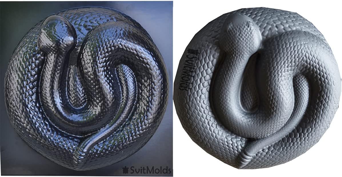 SvitMods Mold Snake DIY Statue for Garden Black ABC Plastic Concrete Cement Mould Rattlesnake