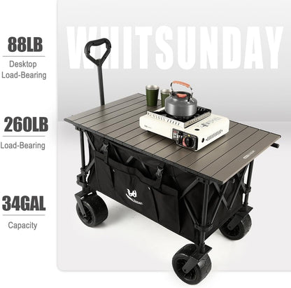 Whitsunday Collasible Wagon, Large Capacity 400Lbs, All-Terrain Wheels Heavy Duty Utility Wagon for