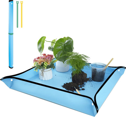 SupKing Repotting Mat 29.5"x 29.5" for Indoor Plant Transplanting Large Blue Garden Mat Gift for