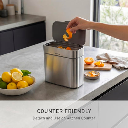 simplehuman Compost Caddy, Detachable and Countertop Bin, 4 Liter / 1.06 Gallon, Brushed Stainless