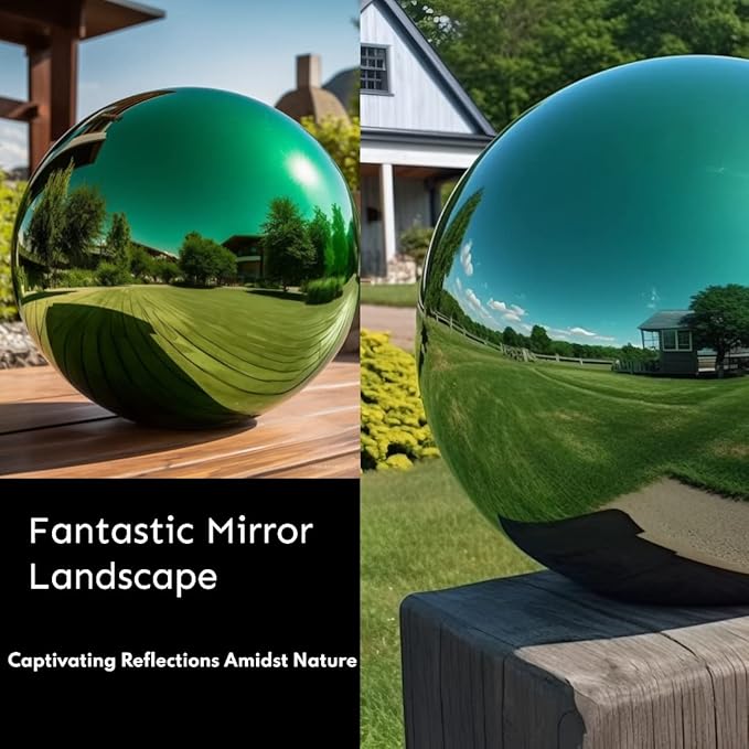 12 Inch Stainless Steel Gazing Globe,v2croft Hollow Ball Mirrored Surface Polished Shiny