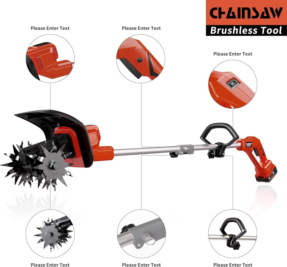 Cordless Tiller Cultivator for Milwaukee 18V Battery(Tool Only),Brushless Motor,Electric Garden
