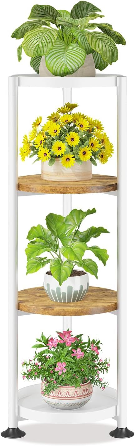 LASZOLA 4 Tier White Plant Stand Indoor for Large Tall Heavy Duty Flower Planter, Metal Vertical
