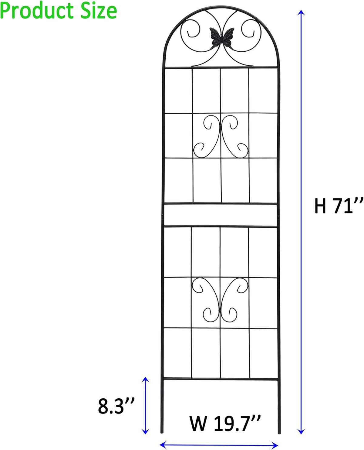 2 Pack Garden Trellises with Black Metal Coating, Trellis for Climbing Plants Outdoor, Roses