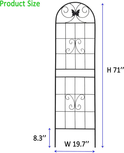 2 Pack Garden Trellises with Black Metal Coating, Trellis for Climbing Plants Outdoor, Roses