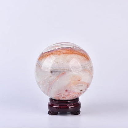 JIC Gem Extra Large Pink Agate Crystal Sphere,Decorative Crystal Ball Pink Gemstone Sphere for