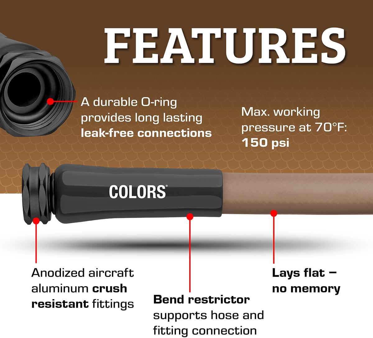 Flexzilla Colors Lead-In Garden Hose 5/8in. x 10ft., Lightweight All-Weather Water Hose, Durable