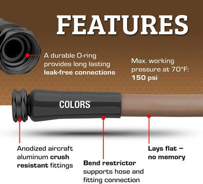 Flexzilla Colors Lead-In Garden Hose 5/8in. x 10ft., Lightweight All-Weather Water Hose, Durable